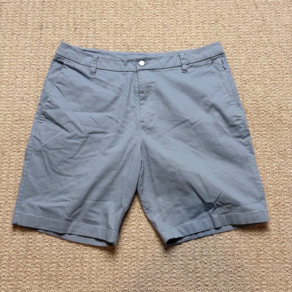 Lululemon Commission Shorts Mens‎ 37 Blue Grey Tech Chino Golf Walking 9 Inseam